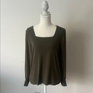 Calvin Klein Collection Olive Square-Neck Long Sleeve Top
